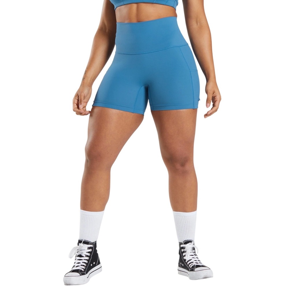 Gymshark Lifting Club Blue High Waisted Side Cinch Athletic Shorts Womens Small